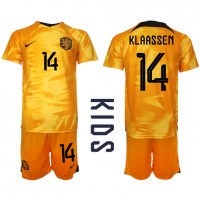 Niederlande Davy Klaassen #14 Heimtrikotsatz Kinder WM 2022 Kurzarm (+ Kurze Hosen)